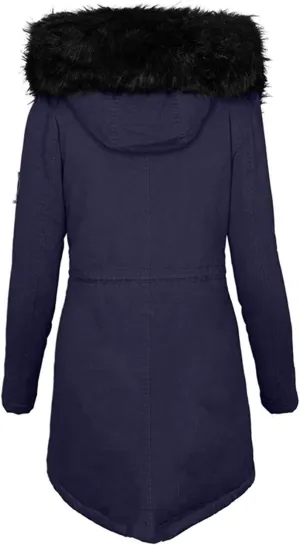 2024 Fashion Thick Hooded Puffer Coat for Womens Long Sleeve Single Breasted Outwear Comfy Slim Overcoat with Pocket