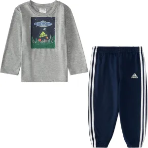 adidas Boys 2-piece Long Sleeve Poly Mélange Tee and Joggers Set