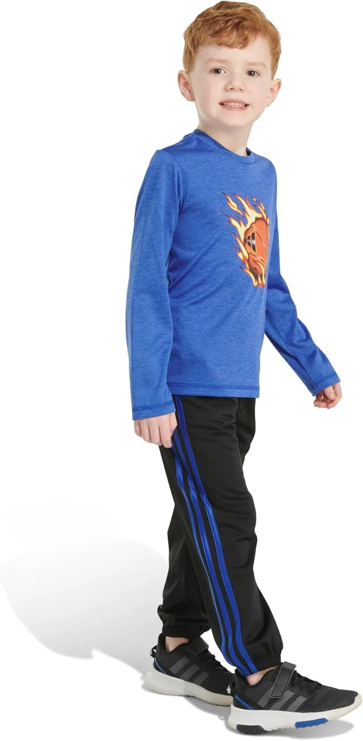 adidas Boys 2-piece Long Sleeve Poly Mélange Tee and Joggers Set