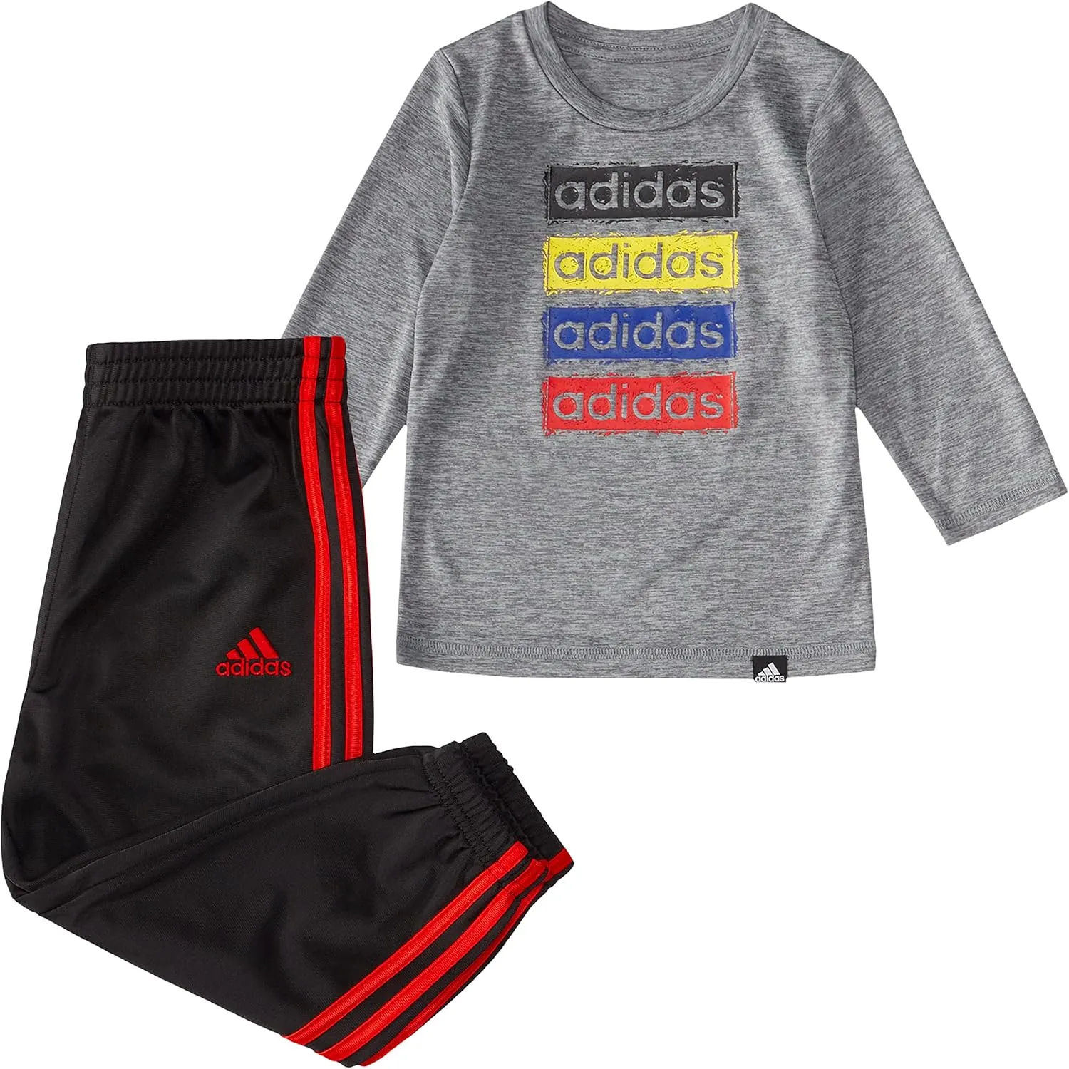 adidas Boys 2-piece Long Sleeve Poly Mélange Tee and Joggers Set