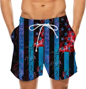 aihihe USA Flag Print Board Shorts for Men 4th of July Summer Beach Shorts Drawstring Loose Fit Lightweight Vacation Shorts