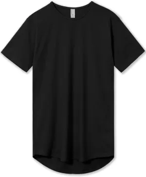 Allsense Mens Hipster Cotton Crew Neck T-Shirt  Short-Sleeve Long Curved Hem Tee