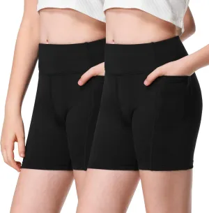 ANIVIVO Girls' 4" Volleyball Biker Dance Shorts Youth Spandex Yoga Shorts Kids Athletic Running Compression Shorts