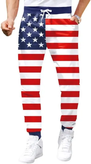 Arvilhill Men's 4th of July Drawstring Pants 1776 Joggers Patriotic American Flag Sweatpants (S-3XL)
