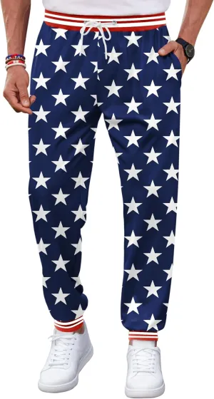 Arvilhill Men's 4th of July Drawstring Pants 1776 Joggers Patriotic American Flag Sweatpants (S-3XL)