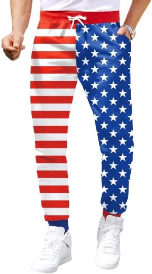 Arvilhill Men's 4th of July Drawstring Pants 1776 Joggers Patriotic American Flag Sweatpants (S-3XL)