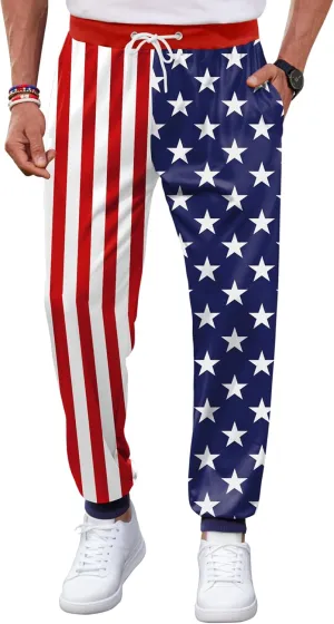 Arvilhill Men's 4th of July Drawstring Pants 1776 Joggers Patriotic American Flag Sweatpants (S-3XL)