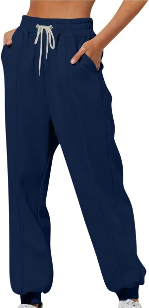 Baggy Fleece Sweatpants Women Joggers High Waisted Lounge Tapered Pull On Ankle Athletic Jogger Pants with Pockets