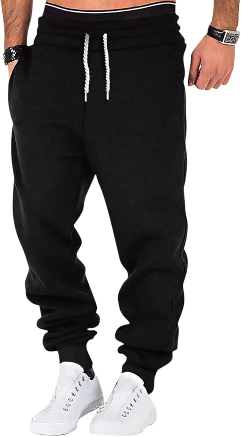 Baggy Sweatpants for Men Plus Size Drawstring Waist Fleece Lined Athletic Pants Workout Gym Joggers with Pockets