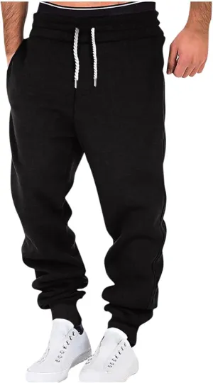 Baggy Sweatpants for Men Plus Size Drawstring Waist Fleece Lined Athletic Pants Workout Gym Joggers with Pockets