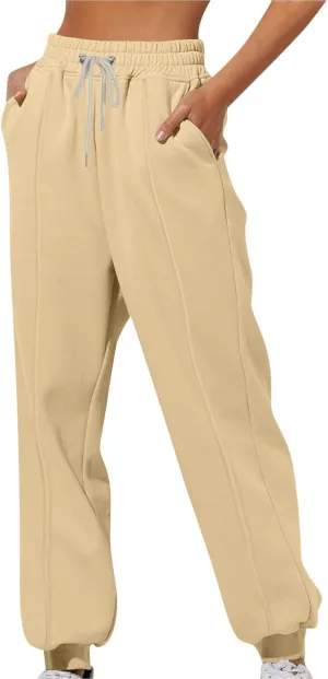 Baggy Womens Sweatpants Fleece Joggers High Waisted Lounge Ankle Athletic Tapered Pull On Jogger Pants with Pockets