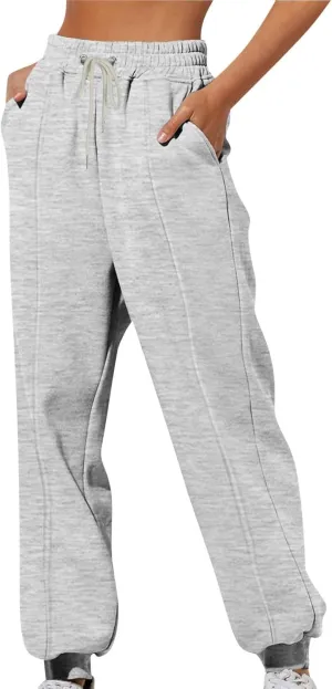 Baggy Womens Sweatpants Fleece Joggers High Waisted Lounge Ankle Athletic Tapered Pull On Jogger Pants with Pockets