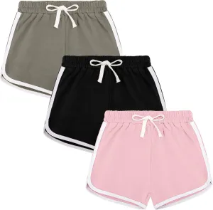 BOOPH 3Pc Girls Athletic Shorts Active Running Dolphin Shorts