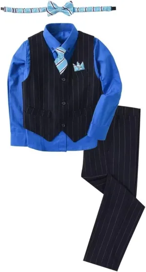 Boy's Suit Pinstripe Formal Dresswear Vest and Pants Set