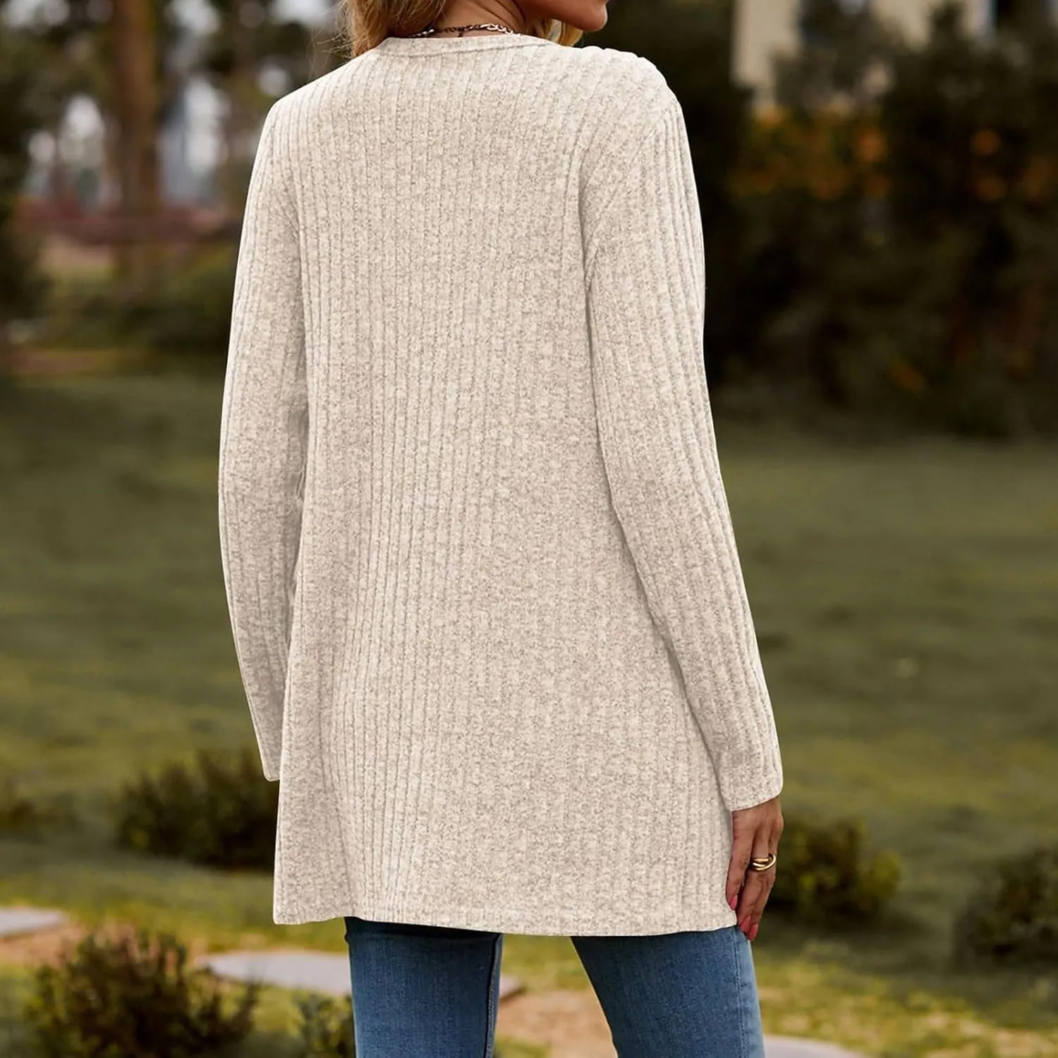 Cardigan Sweaters for Women Fall Casual Open Front Button Down Long Sleeve Cardigan Soft Lightweight Jacket