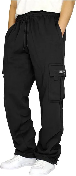 Cargo Pants for Men, Tactical Jogging Pants Baggy Wide Leg Sweatpants, Elastic Waist Jogger Pants with Multi Pockets