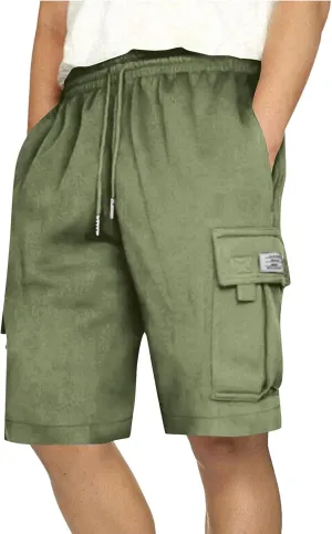 Cargo Shorts for Men Drawstring Elastic Waist Relaxed Work Short Summer Outdoor Hiking Tactical Pants with Pocket
