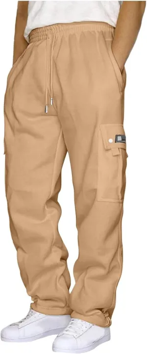 Casual Cargo Sweatpants for Men Lightweight Straight Leg Hiking Pants Comfort Outdoor Loose Jogger Pant with Pocket