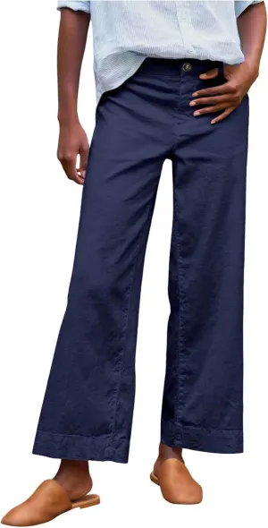 Chino Pants for Women Cropped Linen Pants High Waisted Capri Work Business Casual Pant with Pockets