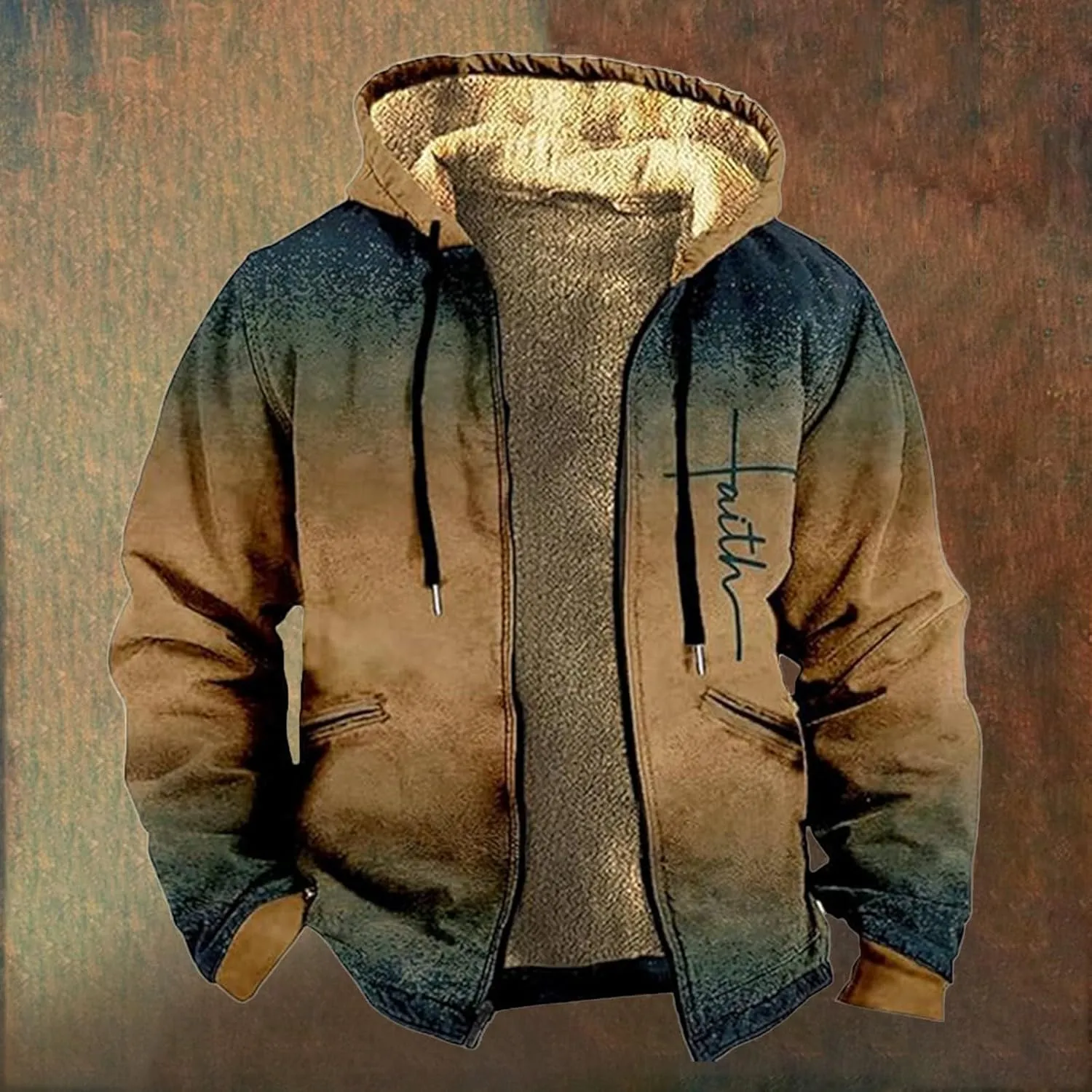 Christmas Hoodies for Men Heavyweight Sherpa Fleece Lined Heavyweight Sweatshirts Plus Size Full Zip Thick Winter Coats