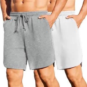 COOFANDY Men's 2 Pack Gym Shorts 7 Inch Athletic Workout Shorts Drawstring Sweat Shorts with Zipper Back Pocket