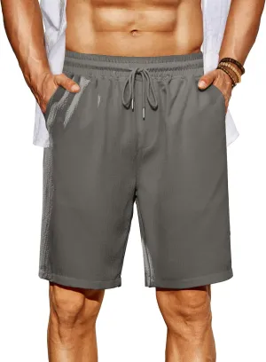 COOFANDY Men's Beach Shorts 9" Elastic Waist Drawstring Shorts Lightweight Regular Fit Casual Summer Shorts