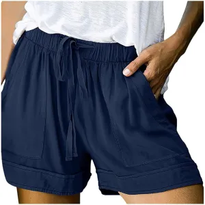 Cotton Shorts for Women Dressy Summer Summer Shorts Stretchy Trendy Drawstring Hiking Shorts with Pockets