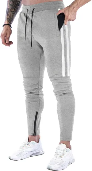 DIOTSR Mens Workout Jogger Pants, Slim Fit Running Sweatpants for Men, Striped Gym Track Pants with Pockets