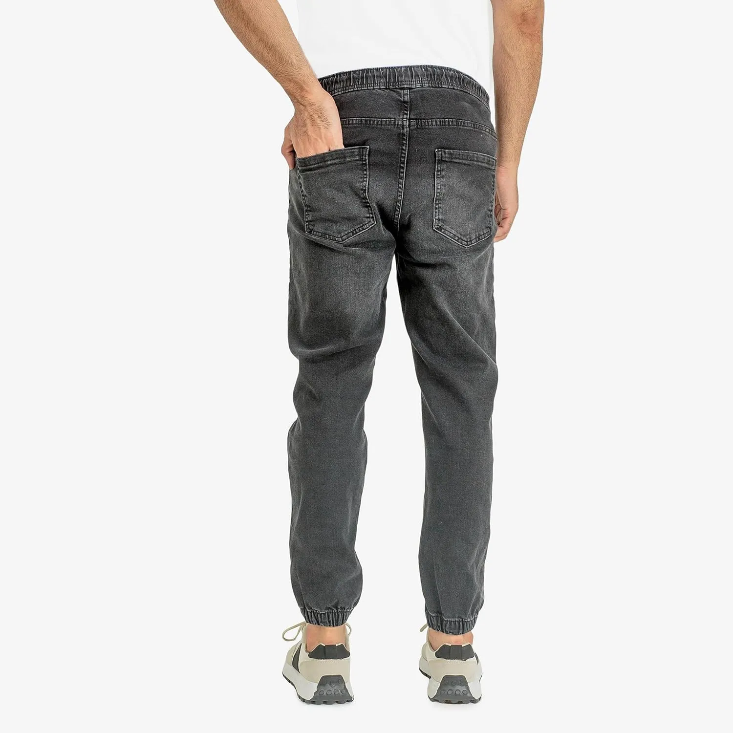 Essentials Men's Casual Slim Fit Denim Jogger Pants Relaxed Fit, Elastic Waist, Adjustable Fabric
