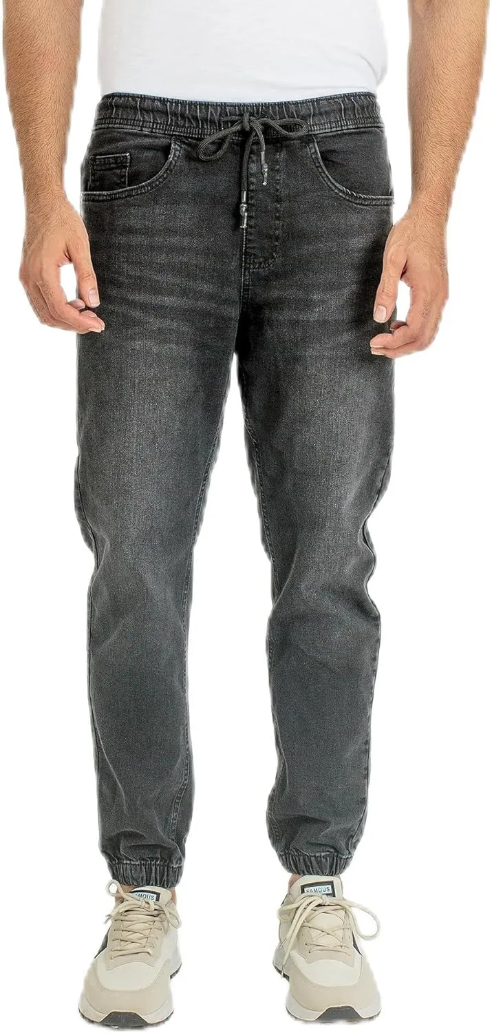 Essentials Men's Casual Slim Fit Denim Jogger Pants Relaxed Fit, Elastic Waist, Adjustable Fabric