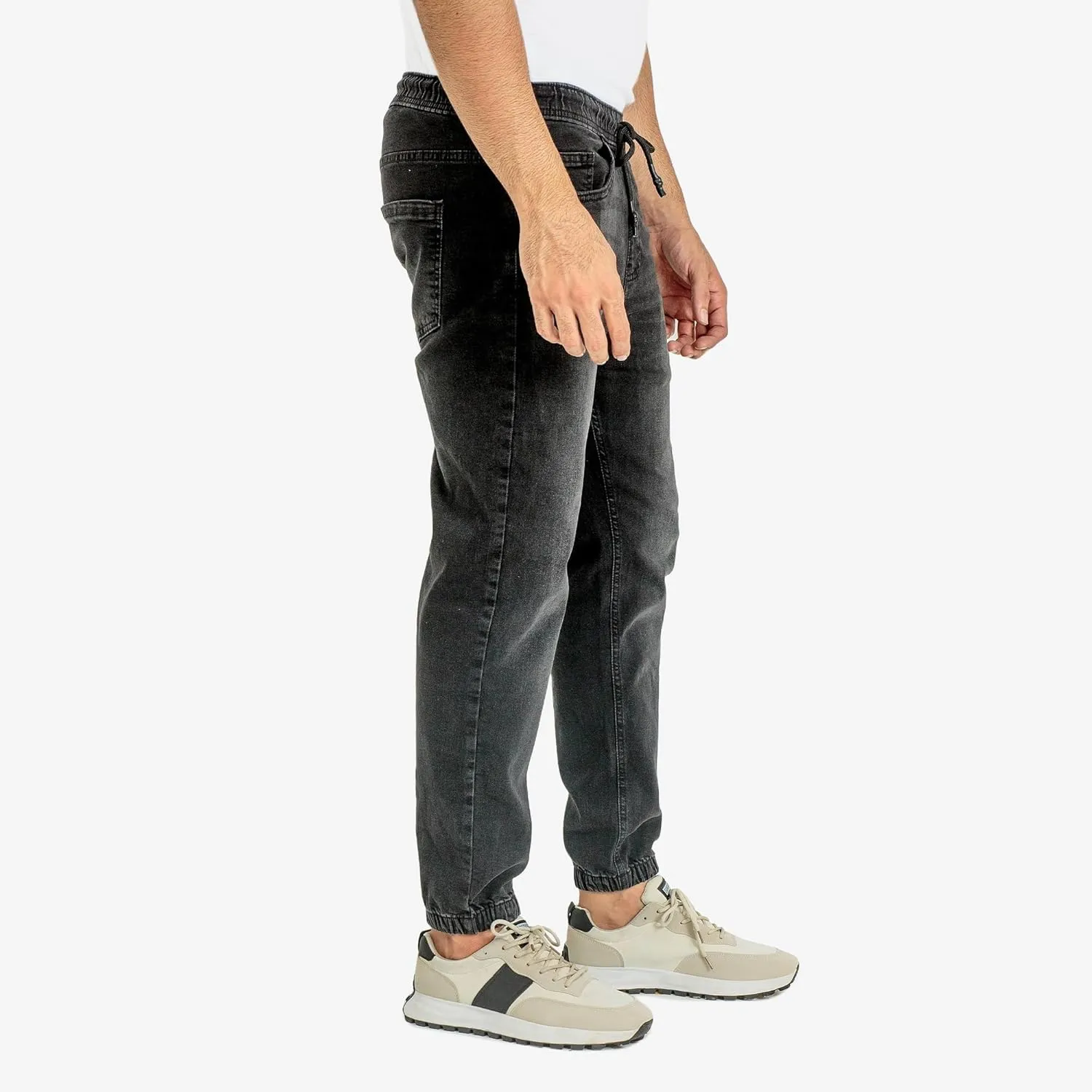 Essentials Men's Casual Slim Fit Denim Jogger Pants Relaxed Fit, Elastic Waist, Adjustable Fabric