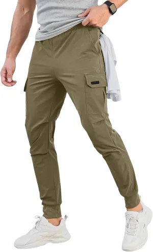 evzosrz Men's Cargo Joggers Pants Slim Fit Tactical Stretch Casual Sweatpants Workout Jogging Trousers with Multi Pockets
