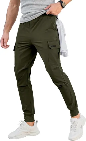 evzosrz Men's Cargo Joggers Pants Slim Fit Tactical Stretch Casual Sweatpants Workout Jogging Trousers with Multi Pockets
