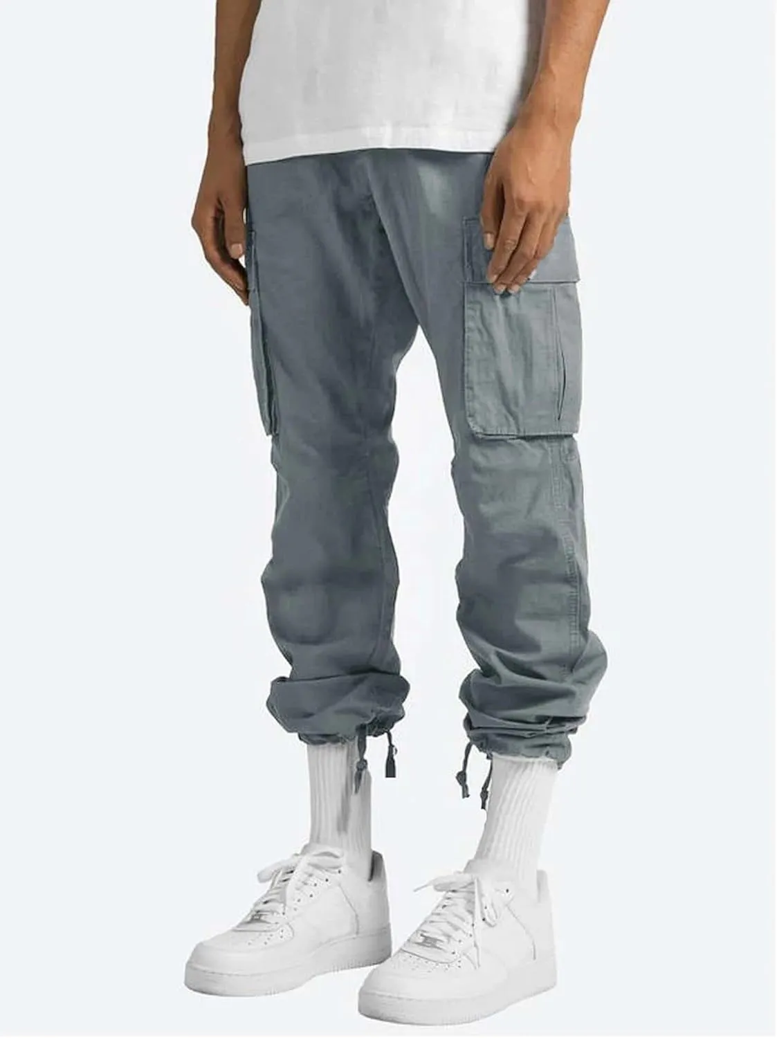 evzosrz Mens Casual Cargo Pants Lightweight Outdoor Drawstring Jogger Sweatpants Gym Hiking Running Trousers with Pockets