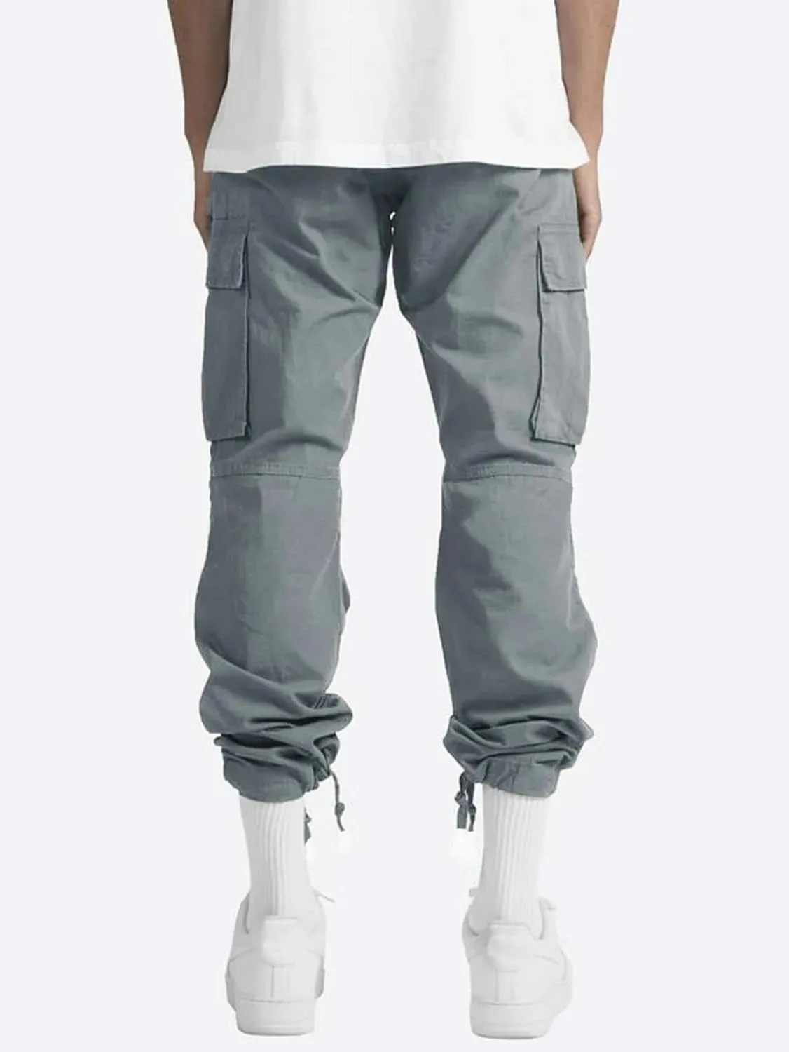 evzosrz Mens Casual Cargo Pants Lightweight Outdoor Drawstring Jogger Sweatpants Gym Hiking Running Trousers with Pockets