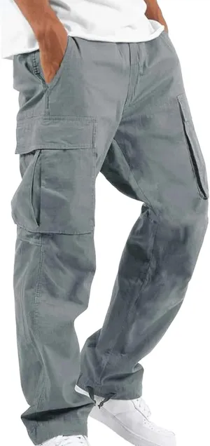 evzosrz Mens Casual Cargo Pants Lightweight Outdoor Drawstring Jogger Sweatpants Gym Hiking Running Trousers with Pockets