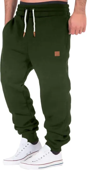 Fleece Lined Sweatpants for Men Slim Fit Jogger Pants with Drawstring Casual Track Pants Tapered Winter Trousers