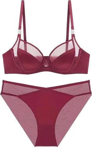 Floral Lace Satin Lingerie Set Sexy Bralette Long Sleeve