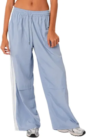 FOMOYUU Women Side Stripes Track Pants Elastic Waist Straight Leg Sweatpants Joggers Wide Leg Trousers with Pockets