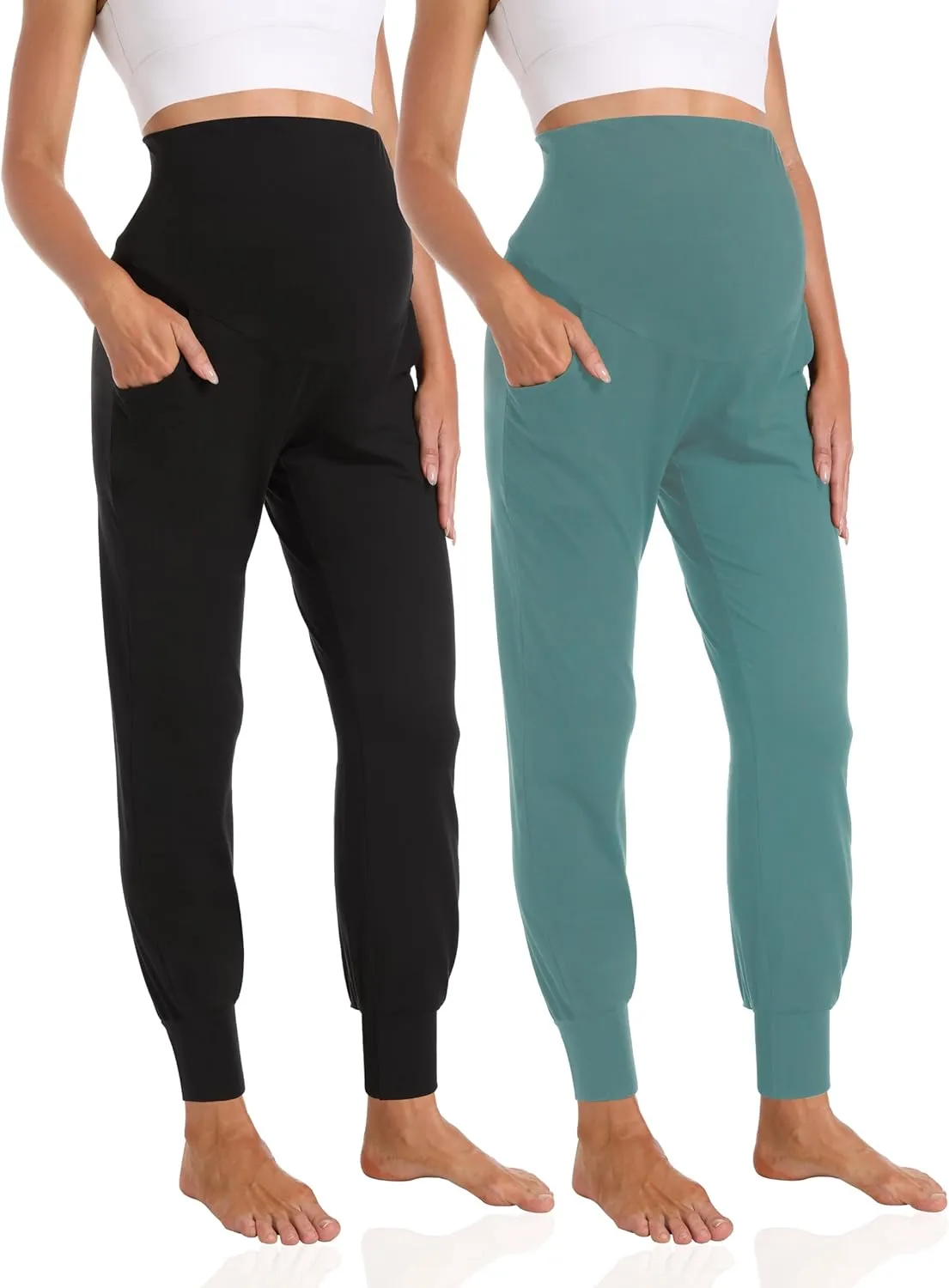 Foucome Women's Maternity Pants Stretchy Jogger Sweatpants Comfy Casual Pregnancy Workout Lounge Pants with Pockets
