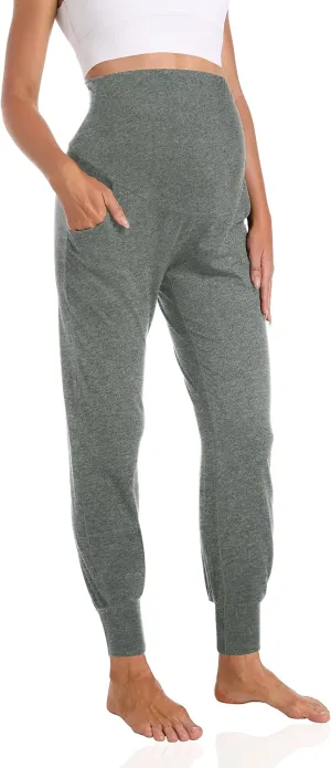 Foucome Women's Maternity Pants Stretchy Jogger Sweatpants Comfy Casual Pregnancy Workout Lounge Pants with Pockets
