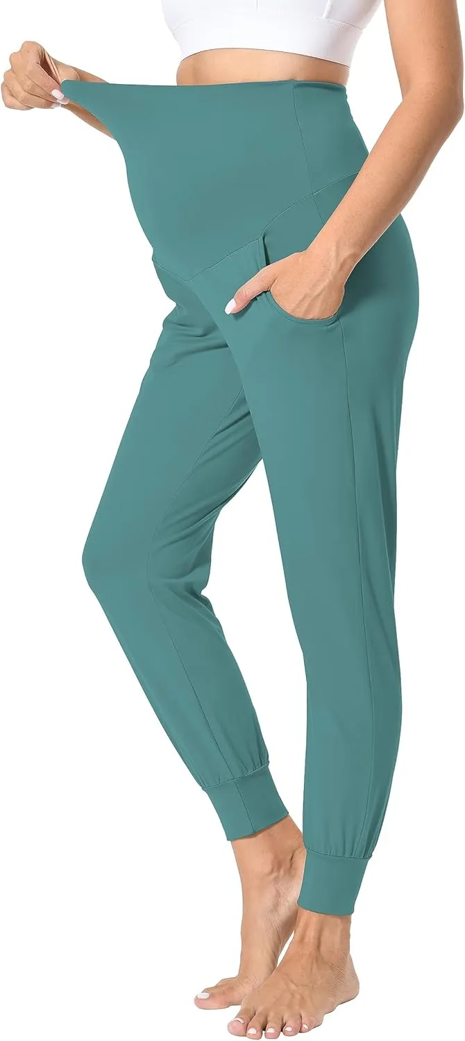 Foucome Women's Maternity Pants Stretchy Jogger Sweatpants Comfy Casual Pregnancy Workout Lounge Pants with Pockets