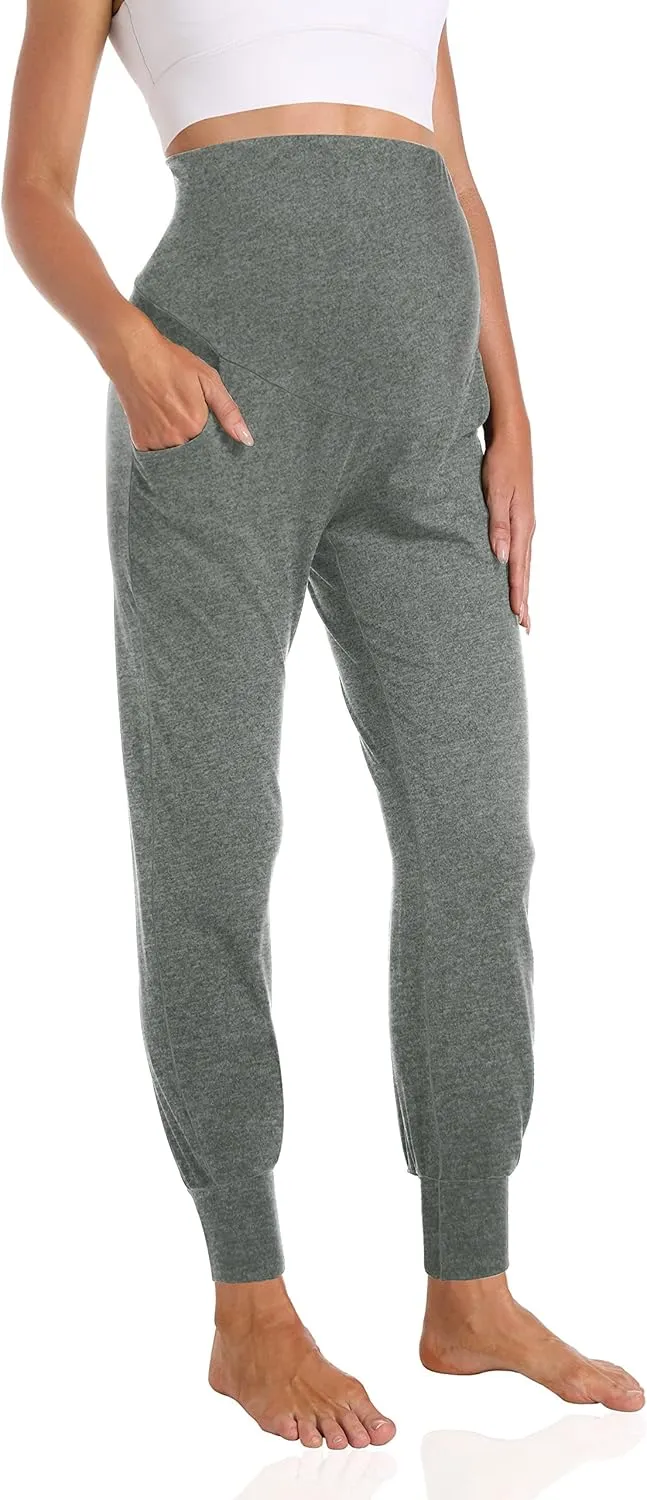 Foucome Women's Maternity Pants Stretchy Jogger Sweatpants Comfy Casual Pregnancy Workout Lounge Pants with Pockets