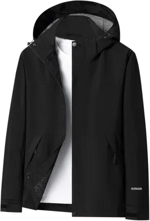 Jacket for Men Fall 2024 Lightweight Casual Long Sleeve Color Block Hooded Coat Loose Full Zip Jackets with Pockets
