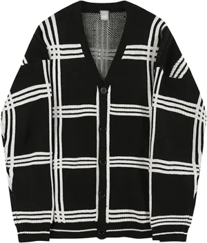 JEsilunmaMY Mens Loose Plaid Oversized Knit Cardigan Casual Button Down V Neck Sweater Soft Comfy Fall Knitwear Cardigans