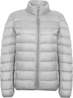 JEsilunmaMY Women's Stand Collar Duck Down Jacket Lightweight Long Sleeve Insulated Puffer Jacket Warm Winter Quilted Coat