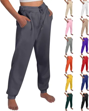 Joggers for Women High Waisted Baggy Fleece Sweatpants Casual Drawstring Athletic Workout Jogging Pants with Pockets