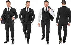 King Formal Wear Elegant Men's Black Two Button Three Piece Suit (44 Long)