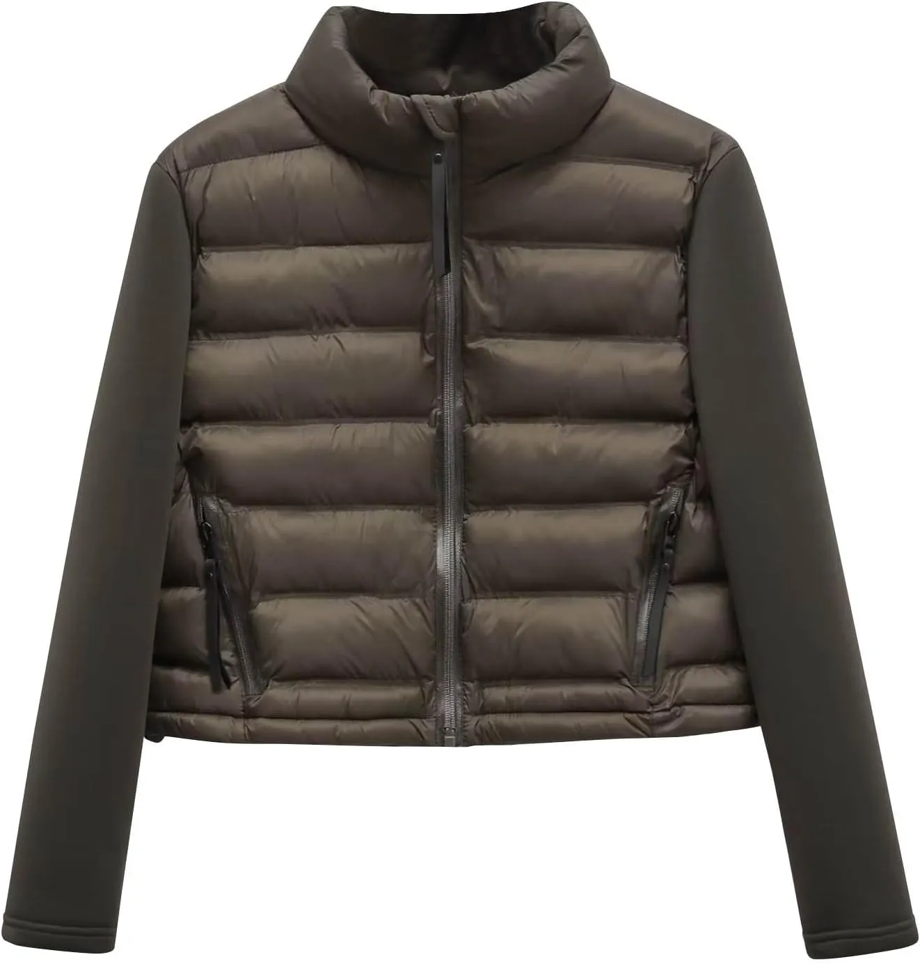 Ladies Winter Jackets Stand Collar Lightweight Quilted Puffer Jacket Padded Down Coat Cropped Quilted Jacket 2024