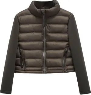 Ladies Winter Jackets Stand Collar Lightweight Quilted Puffer Jacket Padded Down Coat Cropped Quilted Jacket 2024